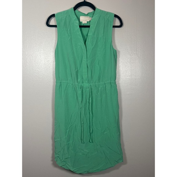 Cynthia Rowley Dresses & Skirts - Cynthia Rowley Mint Green 100% Silk Sleeveless Drawstring Waist Dress Size 4